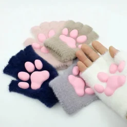 Wilderness Haven Outdoor-Artikel|Camping Im Freien-Fingerlose Handschuhe mit 3D-Katzenpfoten – weiches, pelziges Katzenzubehör