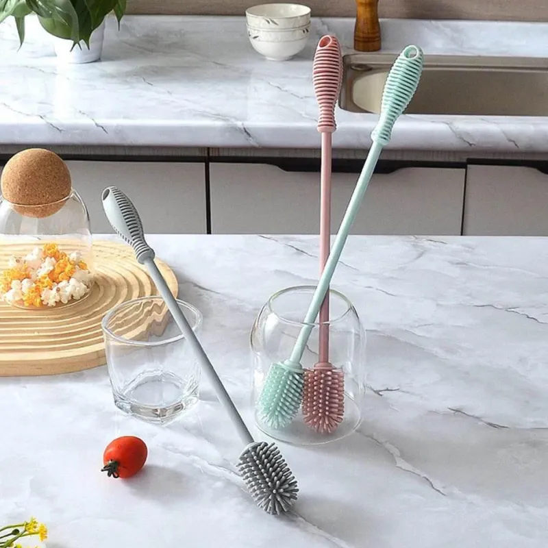 Kinder Little Nest Kinderwagen & Zubehör|Küche & Esszimmer-Flaschenbürste aus Silikon – leicht zu reinigende Babybürste mit langem Griff