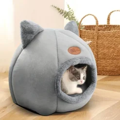 Comfort u0026 Style Haustierzubehör|Haustierbetten-Flauschiges Katzenbett – Gemütlicher Höhlenstil für den Innenbereich