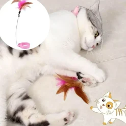 TailTrend Haustierzubehör|Haustierspielzeug-Flauschiges Katzenspielzeughalsband mit Federn – Interaktives Spielzubehör