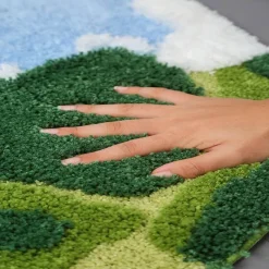 Soft Steps Badezimmer-Flocked Moss Bath Rug - Soft Green Bathroom Mat