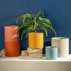 Tom Wohndeko-Florava Hand-Painted Ceramic Planter – Colorful Draining Plant Pot