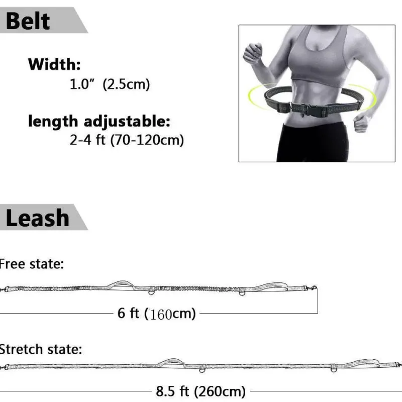 Furendo Haustierzubehör|Reinigungswerkzeuge Für Haustiere-Freihändige Hundeleine – Elastische Taillen-Leine für Haustierbesitzer