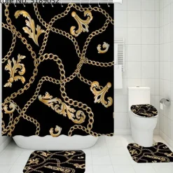 Aqua Essence Badezimmer-French Touch Duschvorhang-Set – Elegantes Badezimmerdekor