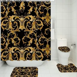 Aqua Essence Badezimmer-French Touch Duschvorhang-Set – Elegantes Badezimmerdekor