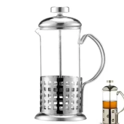 Tom Küche & Esszimmer-French-Press-Kaffeemaschine aus Edelstahl – 350 ml tragbarer Brüher für frischen Kaffee