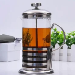 Tom Küche & Esszimmer-French-Press-Kaffeemaschine aus Edelstahl – 350 ml tragbarer Brüher für frischen Kaffee
