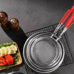 Tom Küche & Esszimmer-Frittierkorb aus Edelstahl – Pommes-Frites-Sieb, Abtropfwerkzeug für knuspriges Kochen