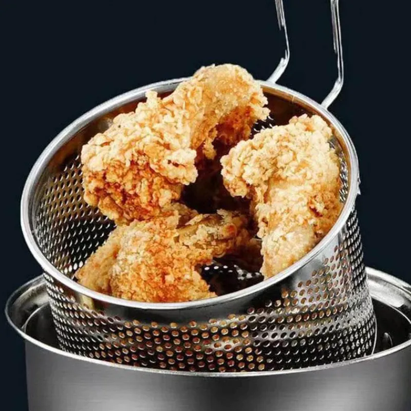 Tom Küche & Esszimmer-Frittierkorb aus Edelstahl – rundes Sieb für Pommes Frites