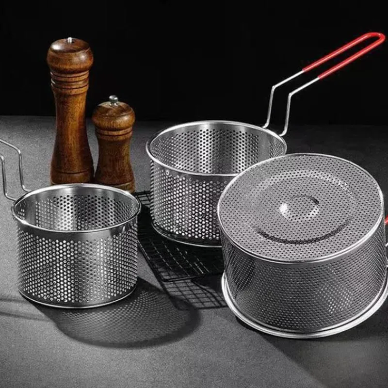 Tom Küche & Esszimmer-Frittierkorb aus Edelstahl – rundes Sieb für Pommes Frites