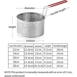Tom Küche & Esszimmer-Frittierkorb aus Edelstahl – rundes Sieb für Pommes Frites