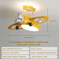 Kinder Comfort u0026 Style Kinderzimmermöbel|Beleuchtung-Futuristische Flugzeug-Deckenventilatorlampe - RC-Schlafzimmerlampe für Kinder