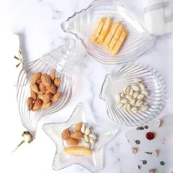 Plates u0026 More Küche & Esszimmer-Galvanisierter Kristallglasteller mit Meeresmotiven – Dekorativer Tellerunterteller