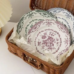 Elegance at the Table Küche & Esszimmer-Geblümter Essteller - Keramikgeschirr mit Rosendruck