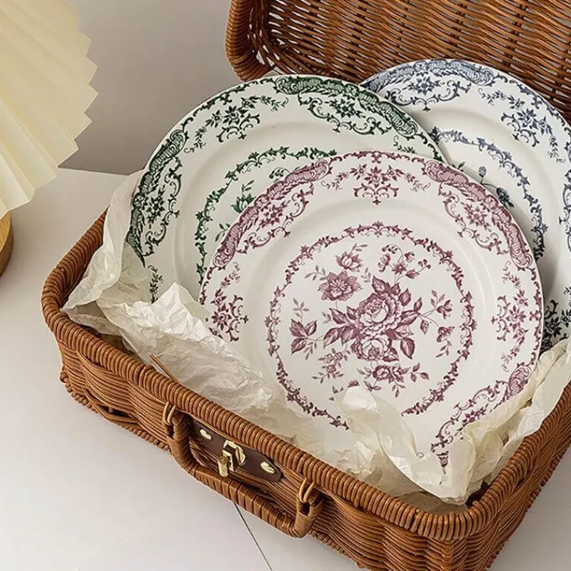 Elegance at the Table Küche & Esszimmer-Geblümter Essteller - Keramikgeschirr mit Rosendruck