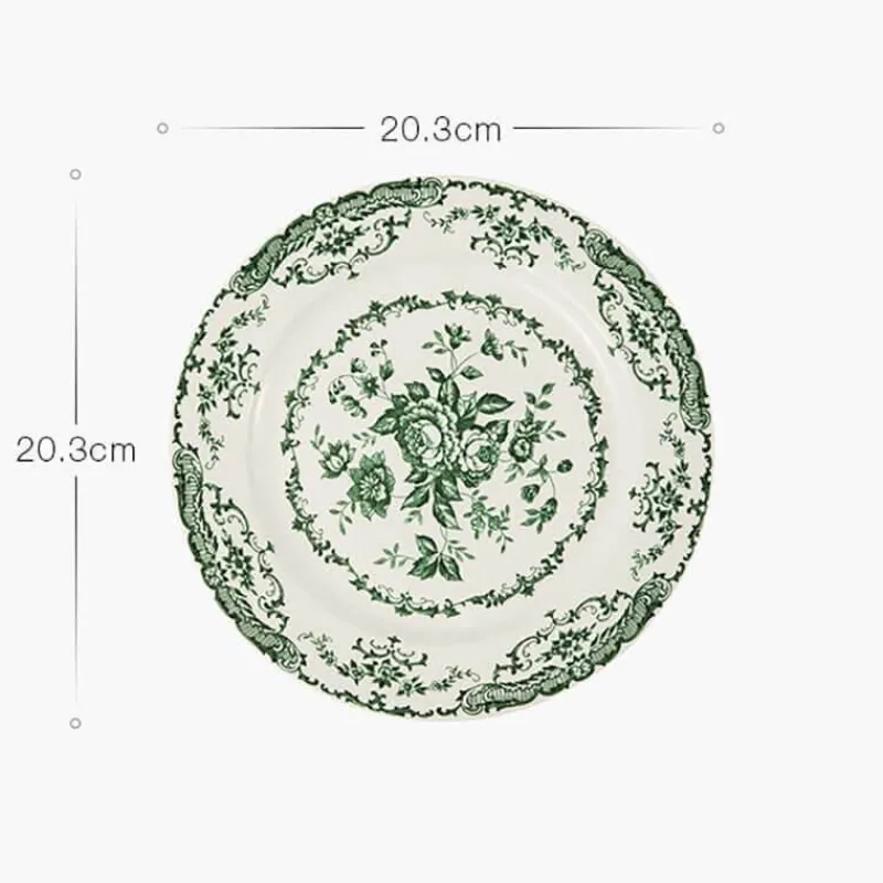 Elegance at the Table Küche & Esszimmer-Geblümter Essteller - Keramikgeschirr mit Rosendruck