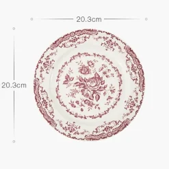 Elegance at the Table Küche & Esszimmer-Geblümter Essteller - Keramikgeschirr mit Rosendruck