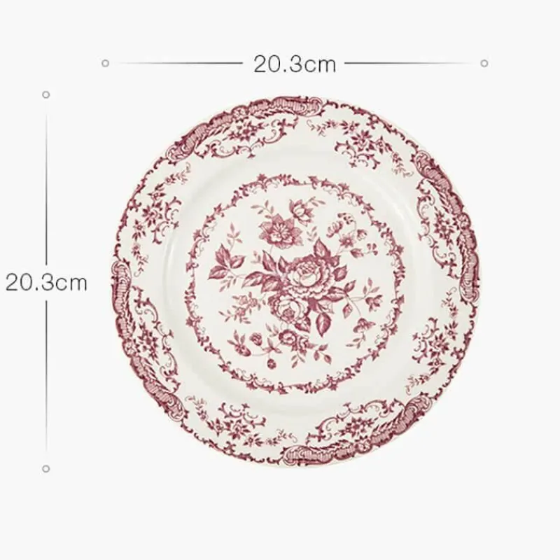 Elegance at the Table Küche & Esszimmer-Geblümter Essteller - Keramikgeschirr mit Rosendruck
