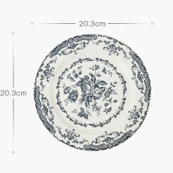 Elegance at the Table Küche & Esszimmer-Geblümter Essteller - Keramikgeschirr mit Rosendruck