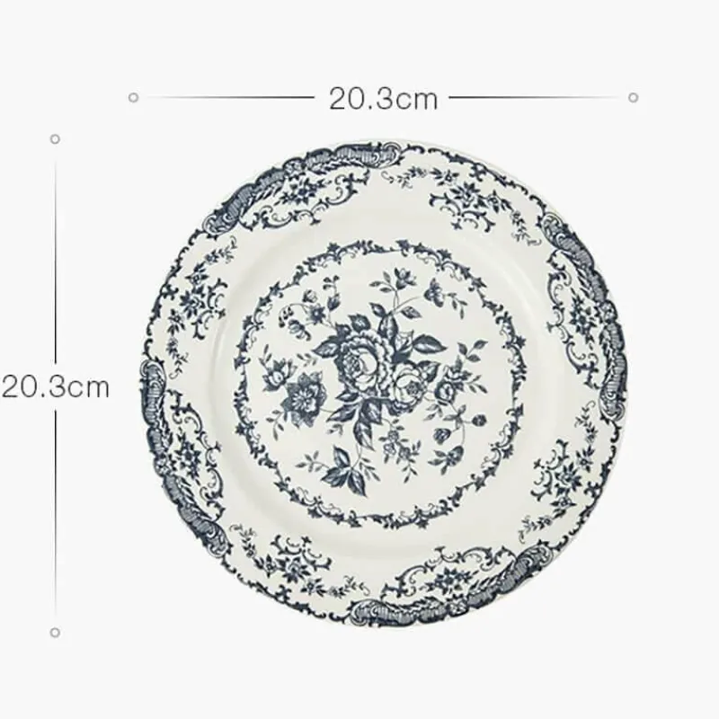 Elegance at the Table Küche & Esszimmer-Geblümter Essteller - Keramikgeschirr mit Rosendruck