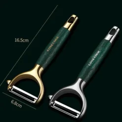 Tom Küche & Esszimmer-Gemüseschäler aus Edelstahl – Küchenwerkzeug mit Holzgriff