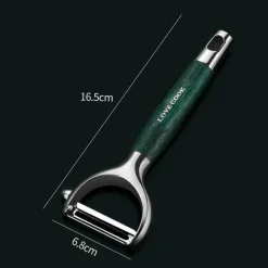 Tom Küche & Esszimmer-Gemüseschäler aus Edelstahl – Küchenwerkzeug mit Holzgriff