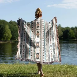 Wrap u0026 Relax Bettzeug-Gemütliche nordische Outdoor-Decke – Boho-Sofabezug für die Dekoration von Zuhause und Hotels