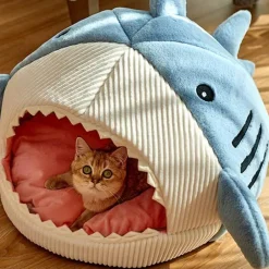 Decor Haustierzubehör|Haustierbetten-Gemütliches Hai-Haustierbett – Tragbares warmes Haus für Katzen und Hunde