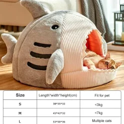 Decor Haustierzubehör|Haustierbetten-Gemütliches Hai-Haustierbett – Tragbares warmes Haus für Katzen und Hunde