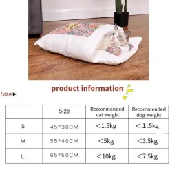 Decor Haustierzubehör|Haustierbetten-Gemütliches japanisches Katzenbett – entzückender Schlafplatz für Haustiere