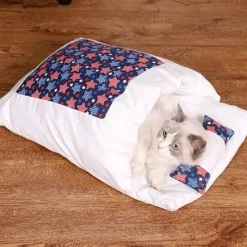 Decor Haustierzubehör|Haustierbetten-Gemütliches japanisches Katzenbett – entzückender Schlafplatz für Haustiere