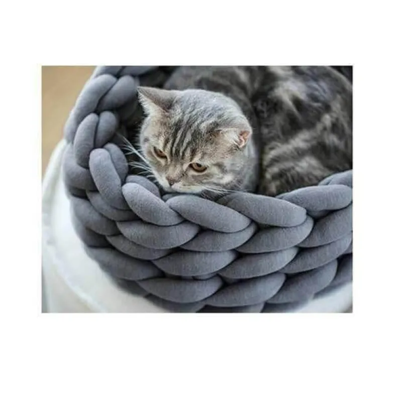 Decor Haustierzubehör|Haustierbetten-Gemütliches Strick-Haustierbett – Handgefertigter Komfort für Katzen und Hunde