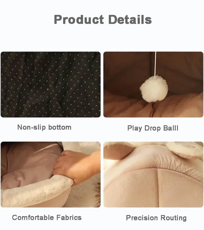 Decor Haustierzubehör|Haustierbetten-Gemütliches, waschbares Haustierhaus – weiches Innenbett für Hunde und Katzen