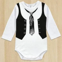 The Decor Haven Babykleidung|Babykleidung-Gentleman Baby Body - Weißer Langarm-Strampler