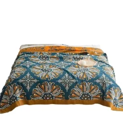The Blanket Nook Bettzeug-Geometrische Baumwollgaze-Decke – Stilvolles Sommer-Heimtextil für Erwachsene