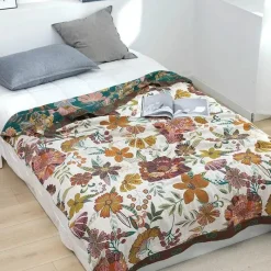 The Blanket Nook Bettzeug-Geometrische Baumwollgaze-Decke – Stilvolles Sommer-Heimtextil für Erwachsene