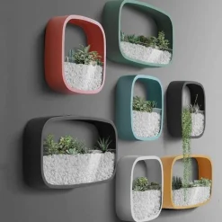 Timeless Vessels Wohndeko-Geometrische Diamant-Wandvase – Dekorativer Regal-Übertopf