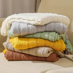 Wrap u0026 Relax Bettzeug-Geometrische Strickdecke - Gemütliche Wohndekoration