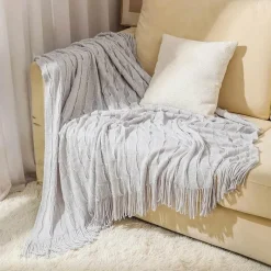 Wrap u0026 Relax Bettzeug-Geometrische Strickdecke - Gemütliche Wohndekoration