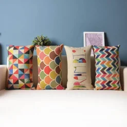 Plush Perch Bettzeug-Geometrischer bunter Lumbar Kissenbezug - Dekorative Kissenhülle