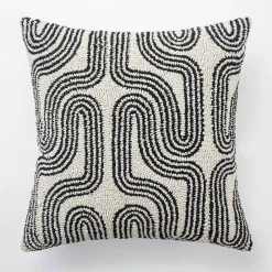 Pillow Haven Bettzeug-Geometrischer Kissenbezug - Modernes Beige-Schwarz-Dekor