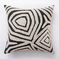 Pillow Haven Bettzeug-Geometrischer Kissenbezug - Modernes Beige-Schwarz-Dekor