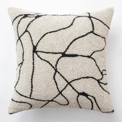 Pillow Haven Bettzeug-Geometrischer Kissenbezug - Modernes Beige-Schwarz-Dekor