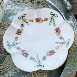 Feast u0026 Flair Küche & Esszimmer-Geschirrset aus Knochenporzellan – Ribbon Rose Kaffeetasse, Untertasse, Reisschüssel