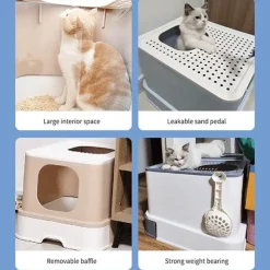 Decor Haustierzubehör-Geschlossene Katzentoilette – Geruchskontrolle, Anti-Spritz-Design