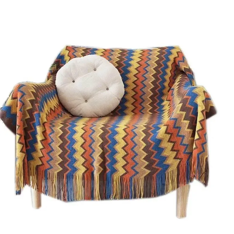 Wrap u0026 Relax Bettzeug-Gestreifte gestrickte Sofadecke – gemütliches Wohndekor-Accessoire