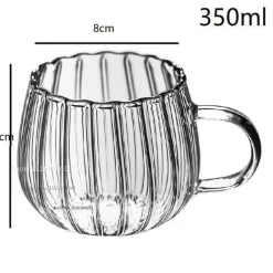 Plates u0026 More Küche & Esszimmer-Gestreifter Kaffeebecher aus Glas – hitzebeständiges Trinkgeschirr mit Henkel