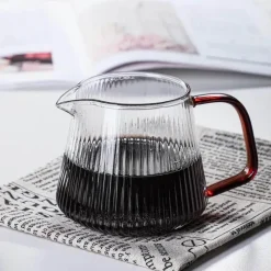 Tom Küche & Esszimmer-Gestreifter Kaffeekessel aus Glas – Teekanne mit V-Ausguss, 350 ml, 500 ml