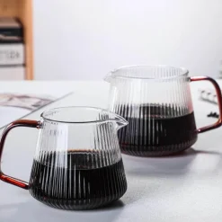 Tom Küche & Esszimmer-Gestreifter Kaffeekessel aus Glas – Teekanne mit V-Ausguss, 350 ml, 500 ml
