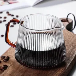 Tom Küche & Esszimmer-Gestreifter Kaffeekessel aus Glas – Teekanne mit V-Ausguss, 350 ml, 500 ml